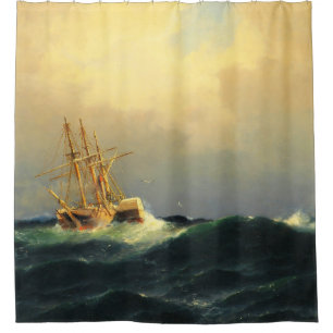 Cortina De Ducha Un barco de vapor en una tormenta en el Océano Atl