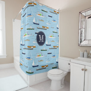 Cortina De Ducha Un día en el río lago costero en bote CUALQUIER co