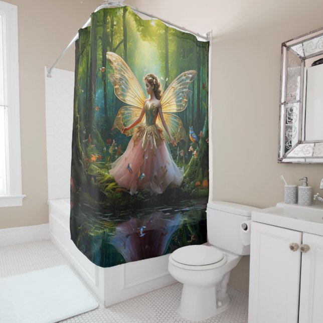 Cortina De Ducha Un hada mágica en el bosque de bosques (In situ)