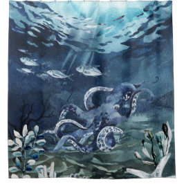 Cortina De Ducha Un pulpo en el mar profundo