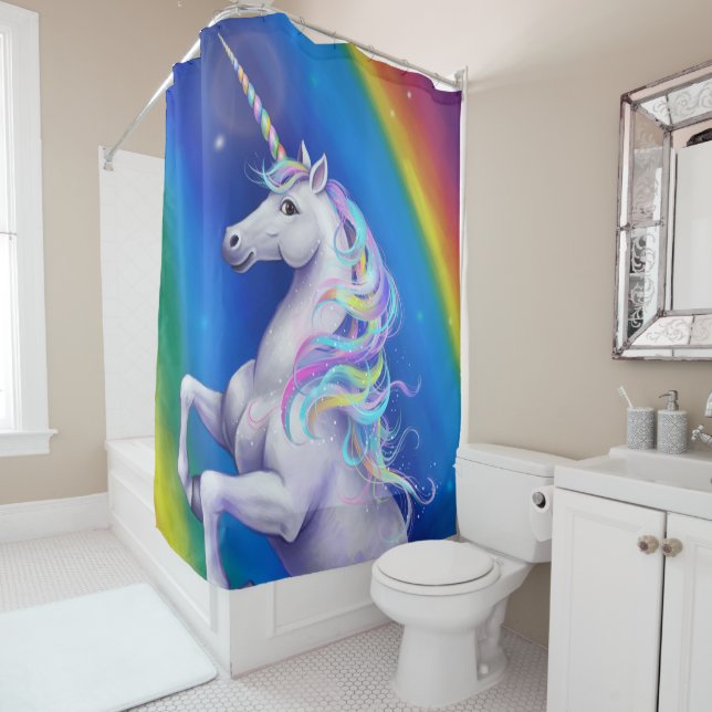 Cortina De Ducha Unicornio con Arcoíris (In situ)