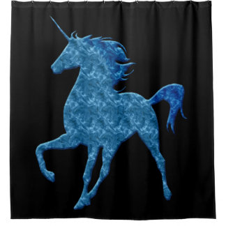 Cortina de ducha Unicornio de Fuego Azul