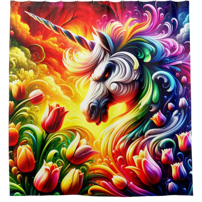 Cortina De Ducha Unicornio enojado (Anverso)