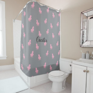 Cortina De Ducha Unicornio rosa invisible en gris