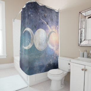 Cortina De Ducha Universo Celestial Triple Diosa Luna Piedra de Lun
