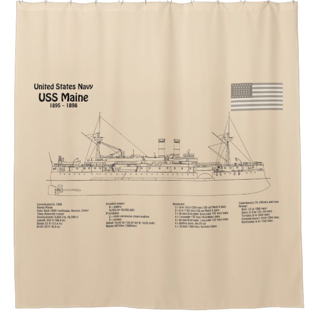 Cortina De Ducha USS Maine - Planes de trazado de buques SD (Anverso)