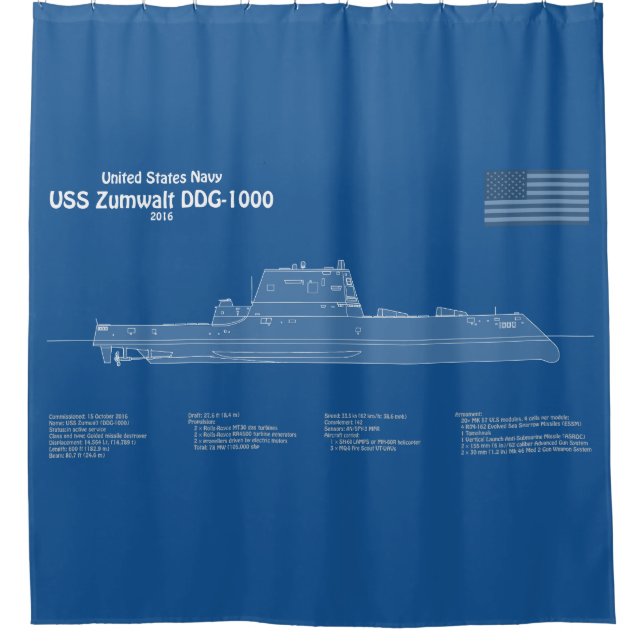 Cortina De Ducha USS Zumwalt - Planes de trazado de buques ABD (Anverso)