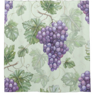 Cortina De Ducha Uvas Acuarela, Patrón de infiltración de fruta.