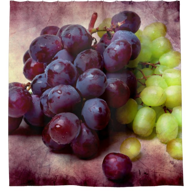 Cortina De Ducha Uvas Rojas Y Verdes (Anverso)