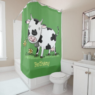 Cortina De Ducha Vaca corta en ilustracion personalizado de campo v