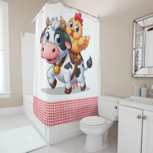 Cortina De Ducha vaca/pollo personalizado lindo
