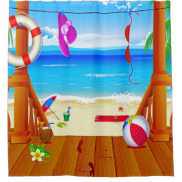 Cortina De Ducha vacaciones del oceanview de la isla del paraíso de