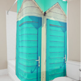 Cortina De Ducha Vacaciones frente a la playa Cabana turquesa blanc