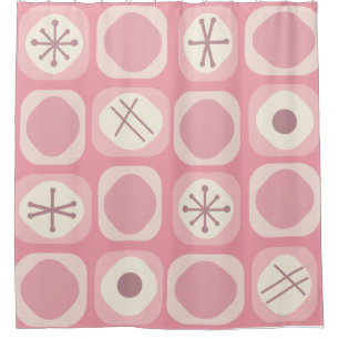 Cortina De Ducha Vainilla rosa de los años 50 de arte mod