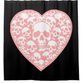 Cortina De Ducha valentinas de gótico pastel cráneo de corazón rosa