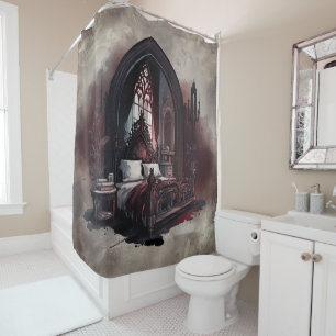 Cortina De Ducha Vampy Boudoir   Dormitorio gótico rojo victoriano