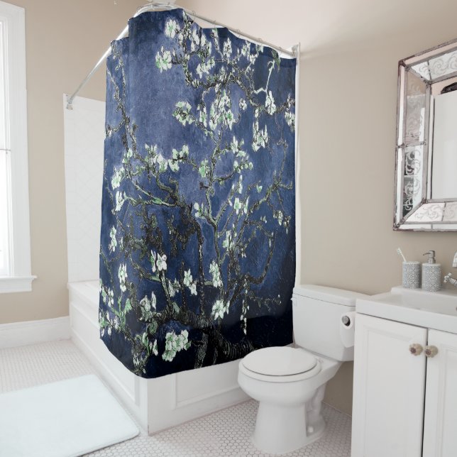 Cortina De Ducha Van Gogh Almond Blossoms Midnight Blue (In situ)
