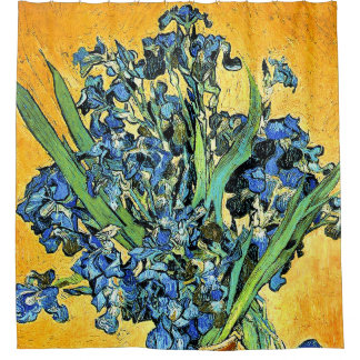 Cortina De Ducha Van Gogh - Jarrón con Lirios de Fondo Amarillo