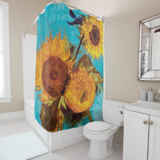 Cortina De Ducha Van Gogh - Tres Girasoles En Un Jarrón - Arte Fino