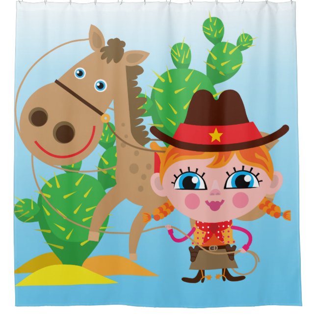 Cortina De Ducha Vaquera con el caballo (Anverso)