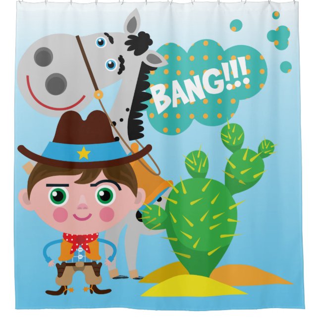 Cortina De Ducha Vaquero Con Caballo (Anverso)