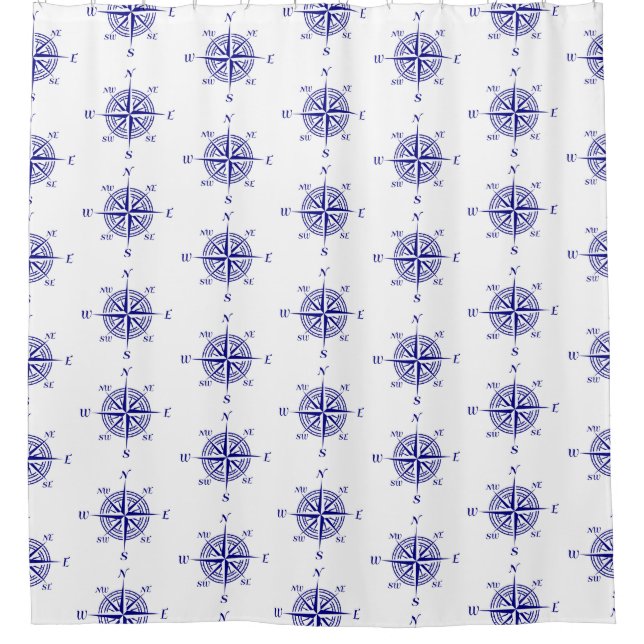 Cortina De Ducha Vela azul y blanca (Anverso)