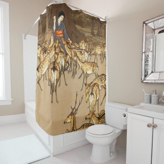 Cortina De Ducha Venado en el santuario Kasuga Yoshida Hiroshi 1928 (In situ)