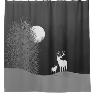 Cortina De Ducha Venado en la colina Lit de la Luna