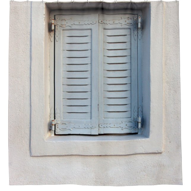 CORTINA DE DUCHA VENTANA DE 2 PUERTAS DE MADERA GRIS CERRADA (Anverso)