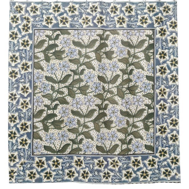 Cortina De Ducha Verano Periwinkle Bonito Flor Elegante Floral (Anverso)