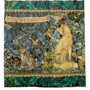 CORTINA DE DUCHA VERDAD, ANIMALES FORESTALES, FOX Y CUIDADO, FLORAL