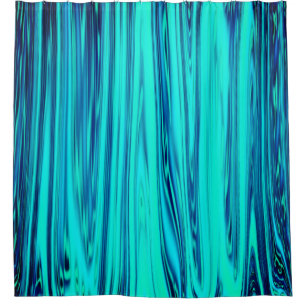 Cortina De Ducha Verde azulada ola azul oceánica brillante abstrac