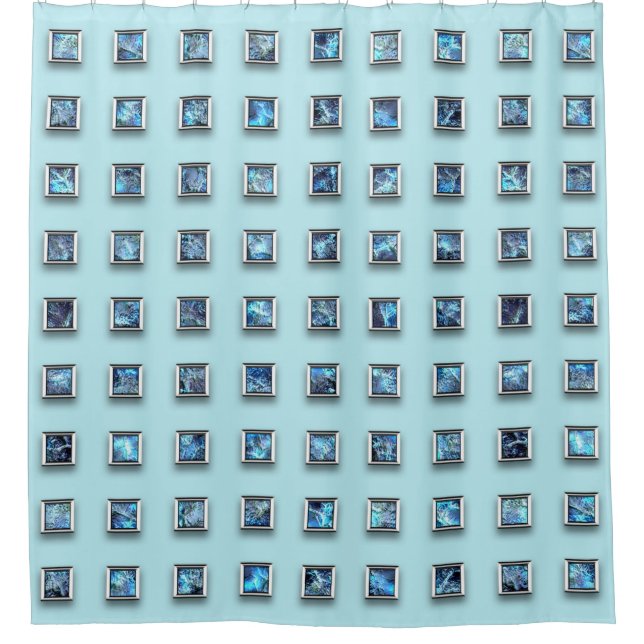 Cortina De Ducha Verde azulado azul y oro Gem moderno (Anverso)