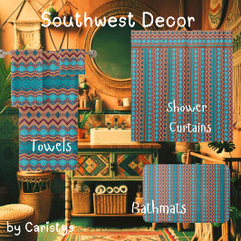 Cortina De Ducha Verde azulado con patrones, roya, marrón