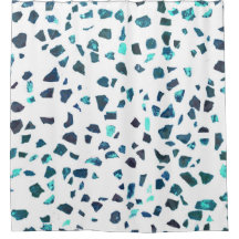 Verde azulado Terrazzo blanco abstracto moderno de