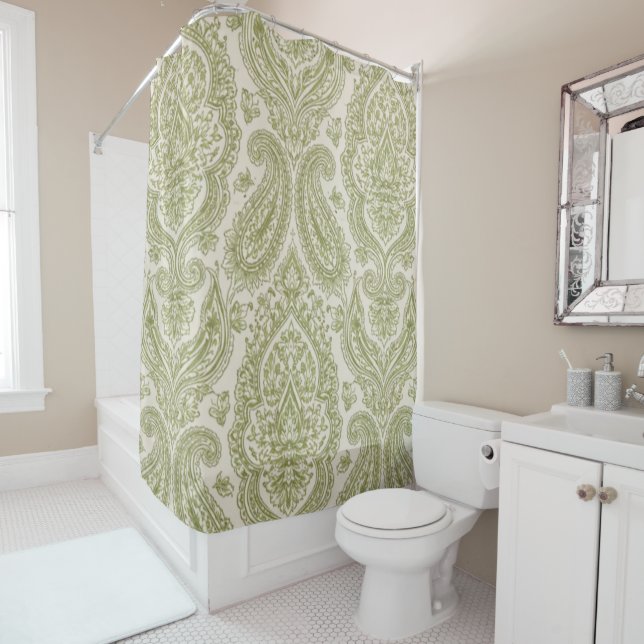 Cortina De Ducha Verde Damask (In situ)