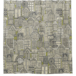 Cortina De Ducha verde de ventanas