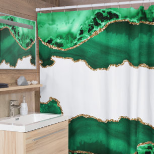 Cortina De Ducha Verde esmeralda con ácidos metálicos de oro