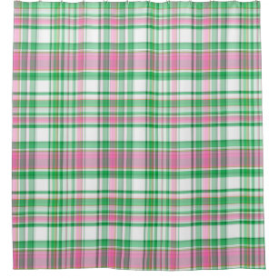Cortina De Ducha Verde esmeralda, rosa caliente, madrás de perrito