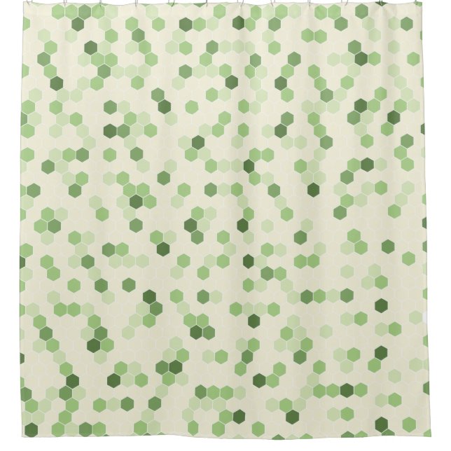 Cortina de ducha verde hexagonal (Anverso)
