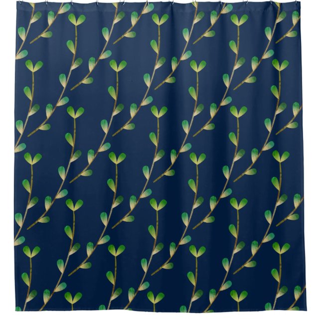 Cortina De Ducha Verde moderno azul marino (Anverso)