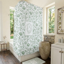 Verde Salvia Estampado Floral Toile Monograma Cres