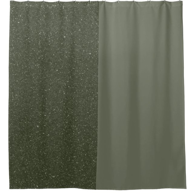 Cortina de ducha verde Split Moss - Personalizable (Anverso)