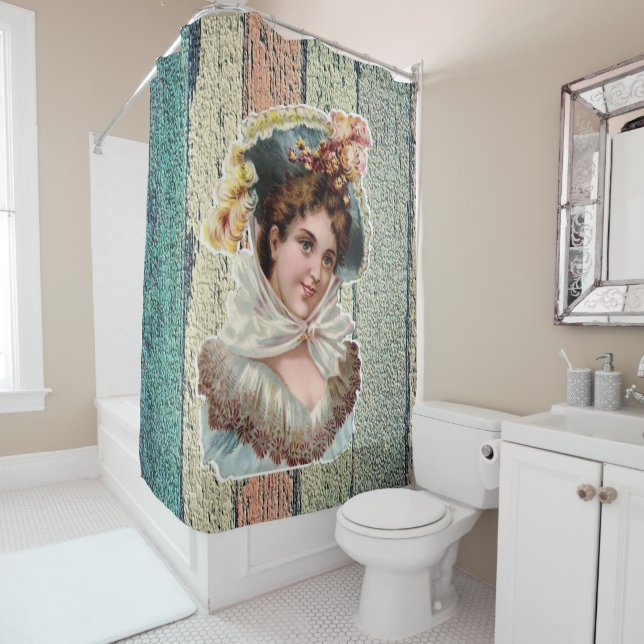 Cortina de ducha verde victoriano (In situ)