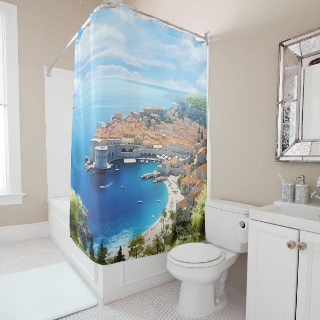 Cortina De Ducha Viaje de Ilustracion de arte de Croacia (In situ)