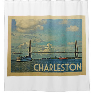 Cortina De Ducha Viaje del vintage de Charleston Carolina del Sur