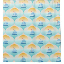 Cortina De Ducha Viaje en barco marinero a la playa