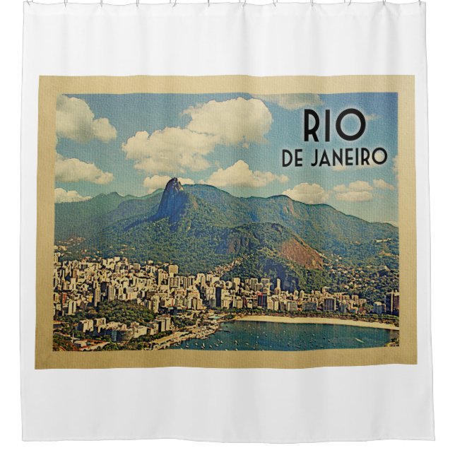 Cortina De Ducha Viajes de época de Rio de Janeiro Brasil (Anverso)