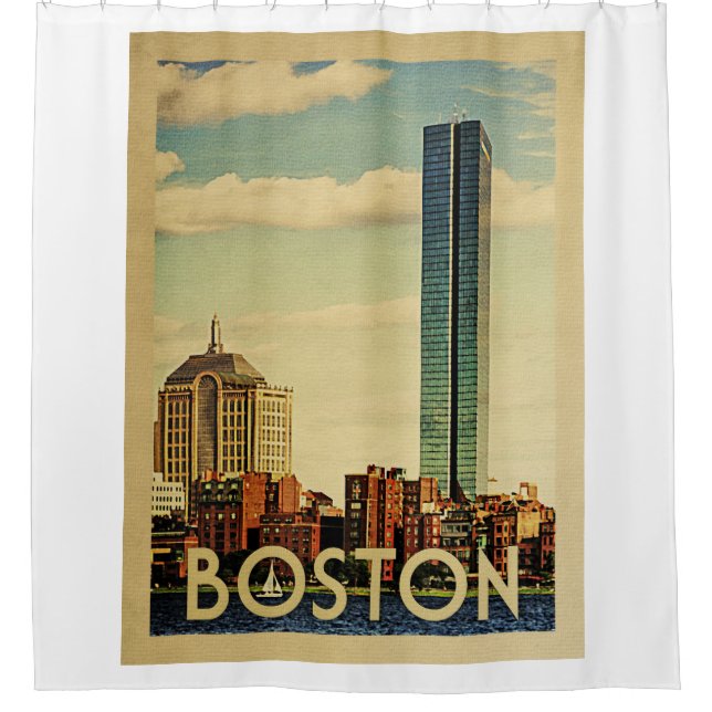 Cortina De Ducha Viajes de época en Boston Massachusetts (Anverso)