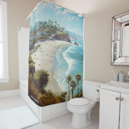 Cortina De Ducha Viajes de Ilustracion de arte de Malibu California